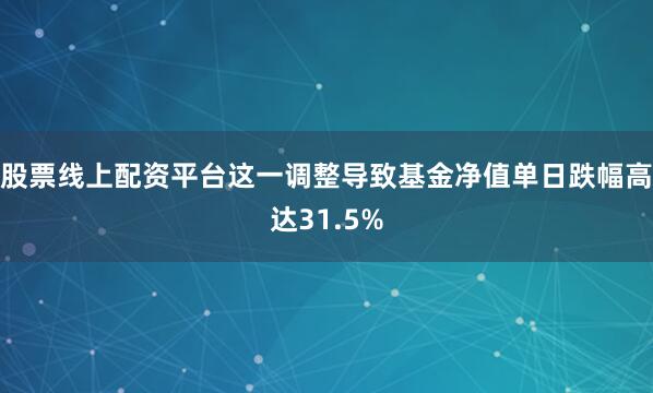 股票线上配资平台这一调整导致基金净值单日跌幅高达31.5%