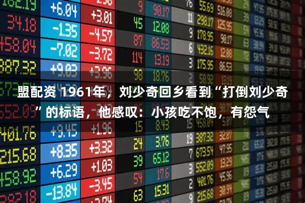 盟配资 1961年，刘少奇回乡看到“打倒刘少奇”的标语，他感叹：小孩吃不饱，有怨气