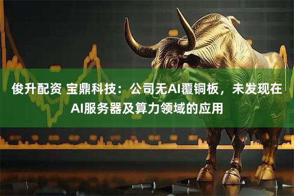 俊升配资 宝鼎科技：公司无AI覆铜板，未发现在AI服务器及算力领域的应用