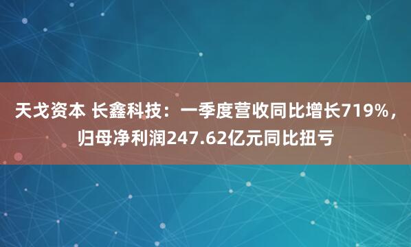天戈资本 长鑫科技：一季度营收同比增长719%，归母净利润247.62亿元同比扭亏