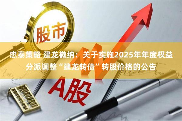 忠泰策略 建龙微纳：关于实施2025年年度权益分派调整“建龙转债”转股价格的公告